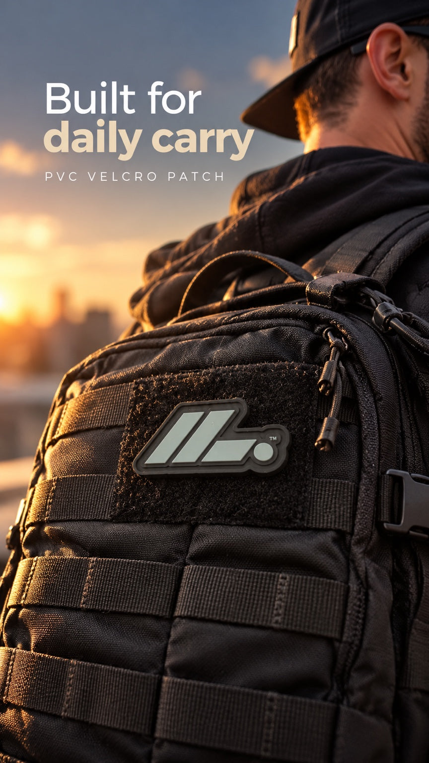 Built for daily carry, LIFT. PVC patch promotional lifestyle photo